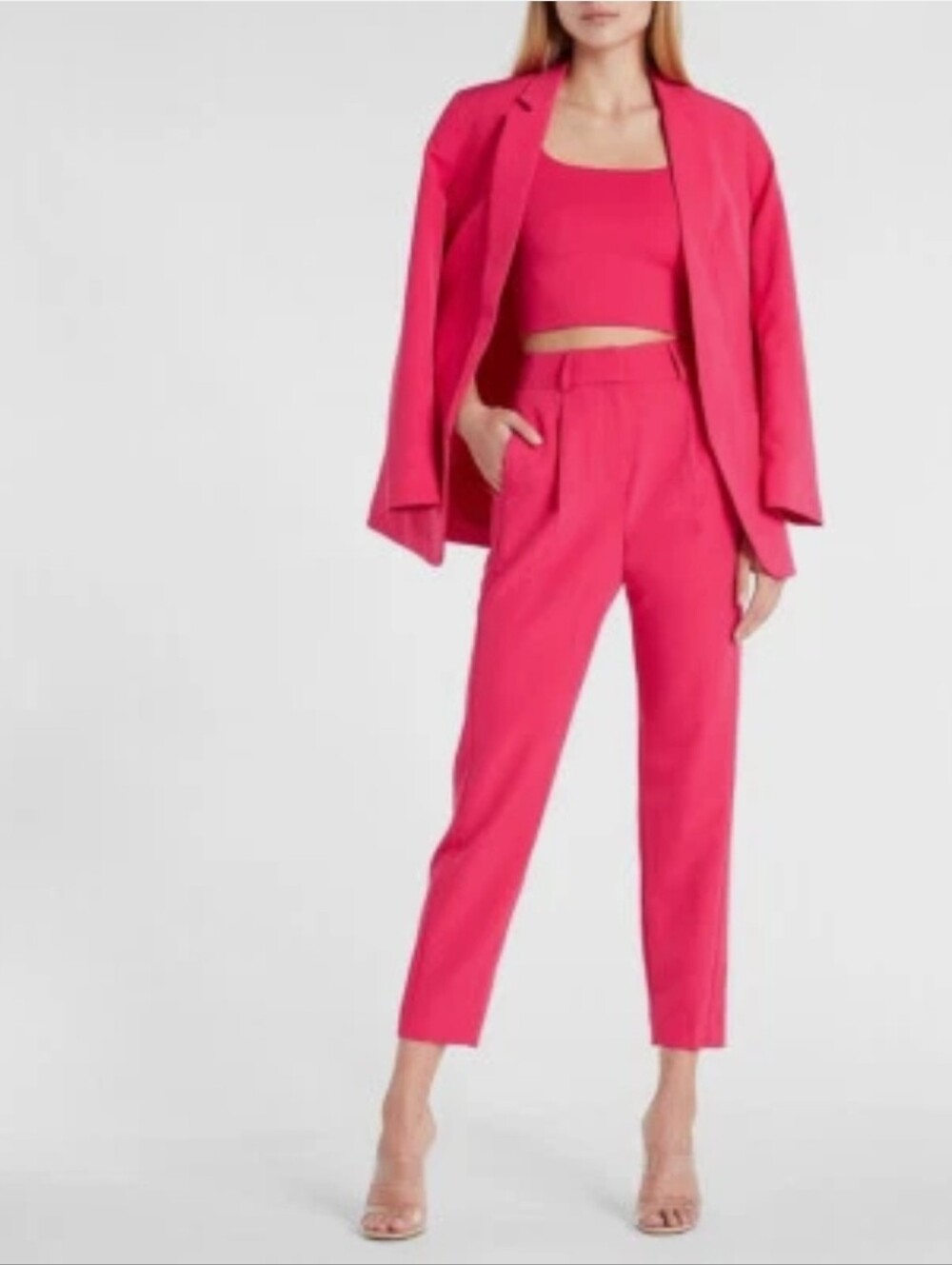 ASOS High-Waist Paperbag Trousers with Belt - Hot Pink
